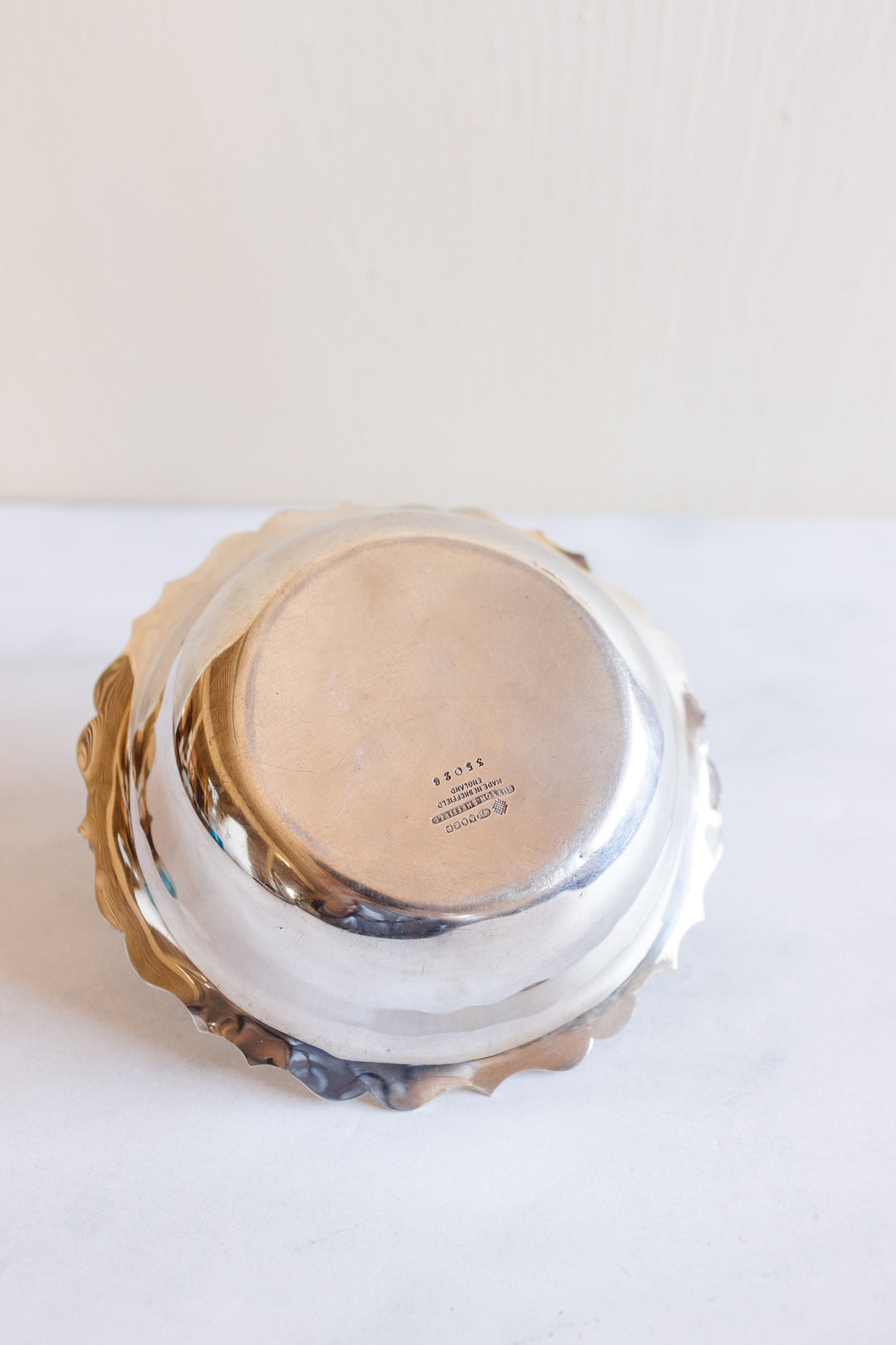 vintage sheffield england stamped silver crimped bowl