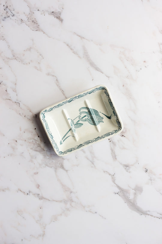 rare antique Belgian art deco transferware soap dish