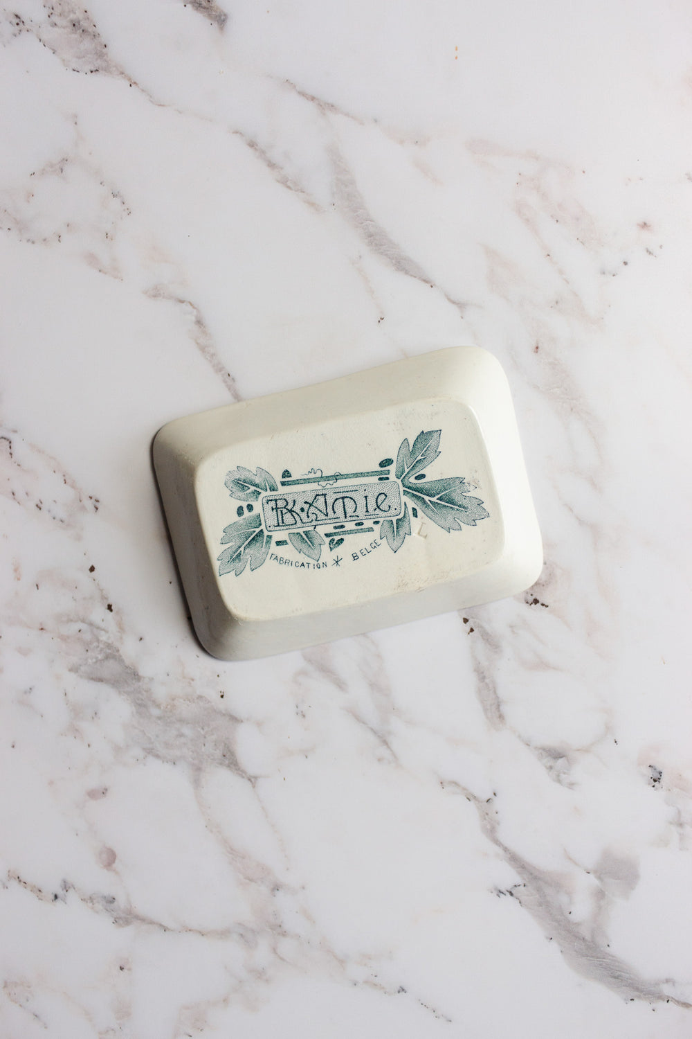rare antique Belgian art deco transferware soap dish
