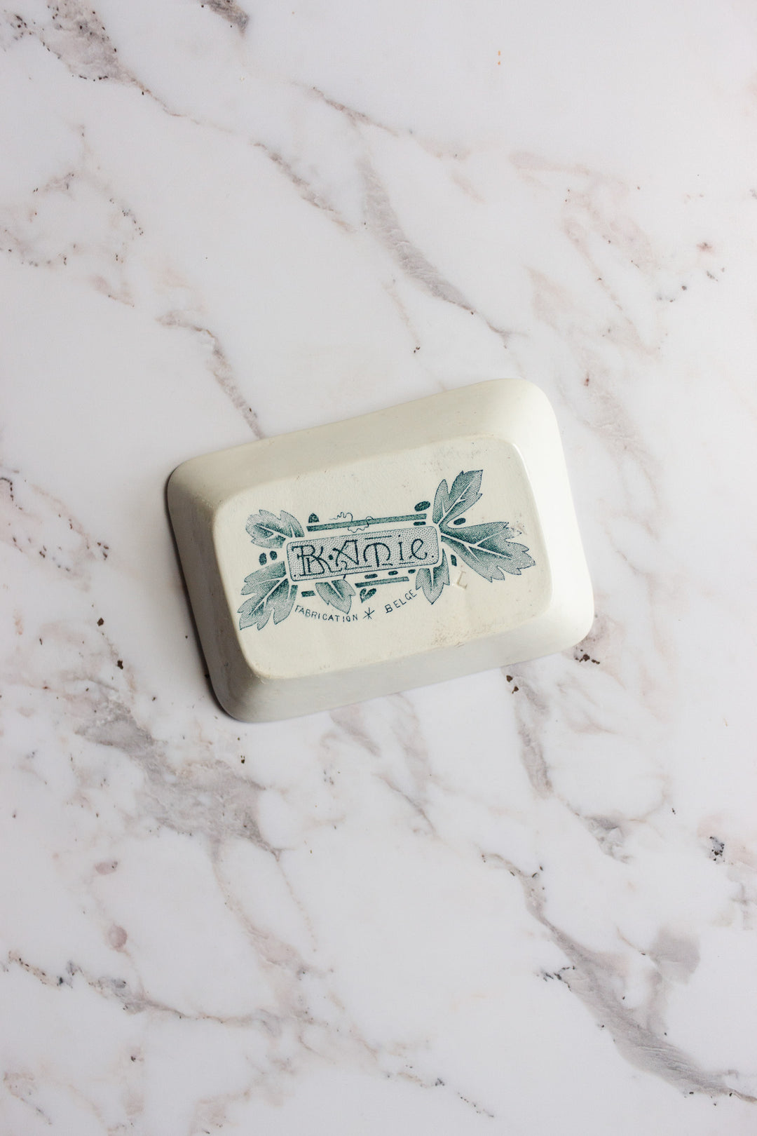 rare antique Belgian art deco transferware soap dish