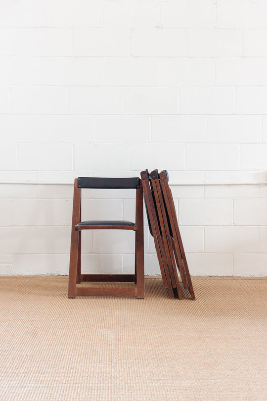 midcentury folding mahogany chairs, set of 4