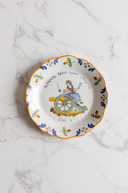 rare nevers faïence patriotique hand painted plates