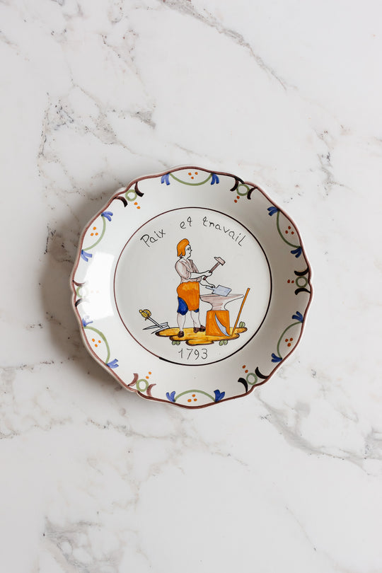 rare nevers faïence patriotique hand painted plates