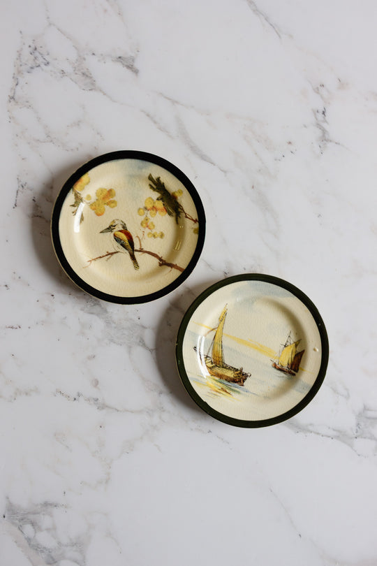 1930s royal doulton hand painted plates, set of 2