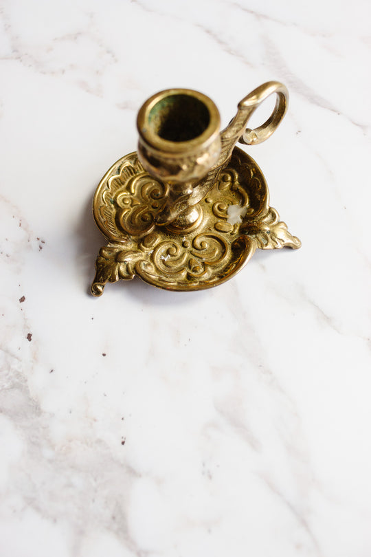 vintage Italian rococo style brass chamberstick