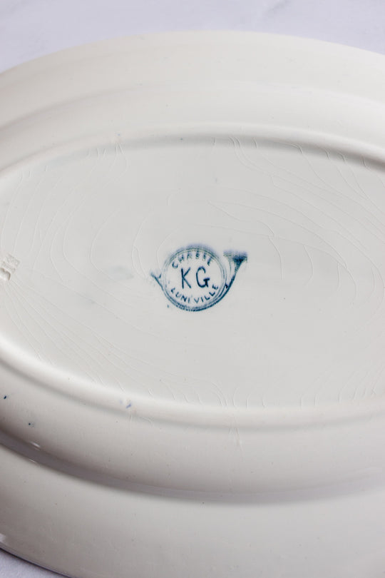 rare antique french transferware platter, "la chasse"