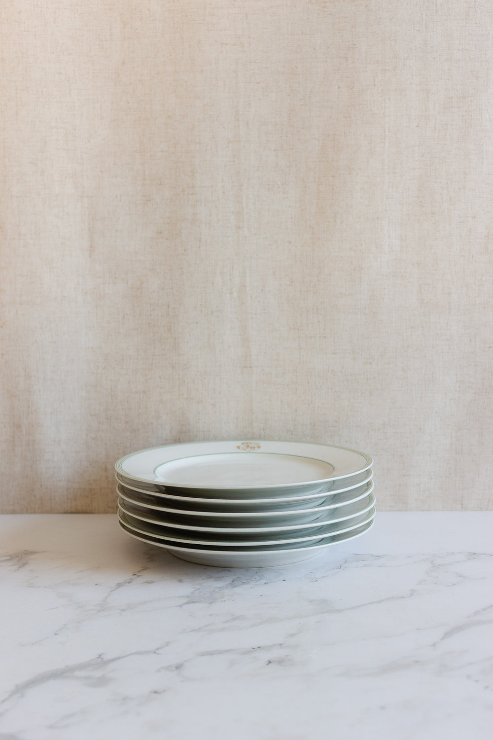 19th century Pillivuyt monogrammed dinner plates, set of 6