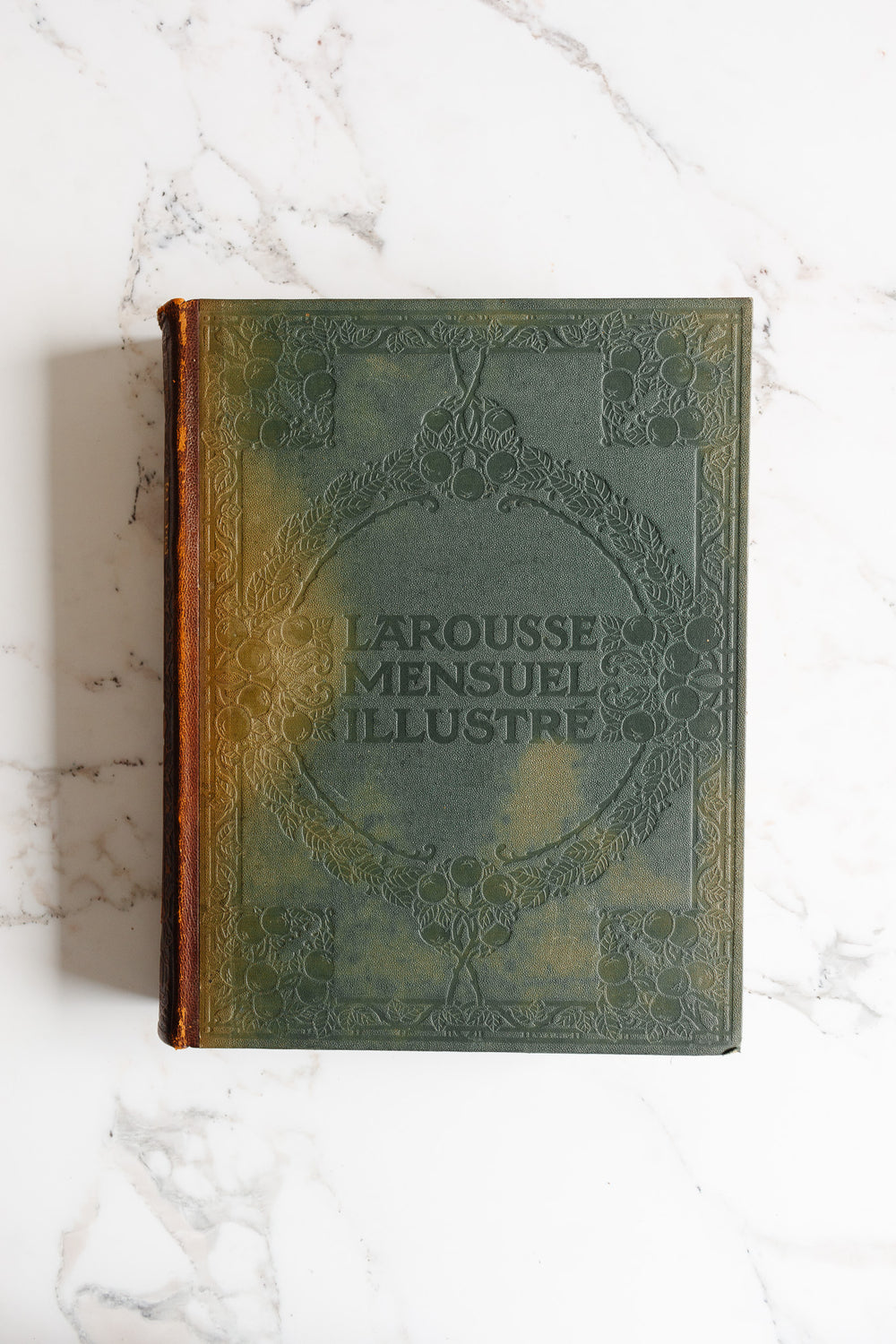 antique french nouveau larousse illustré leather bound book