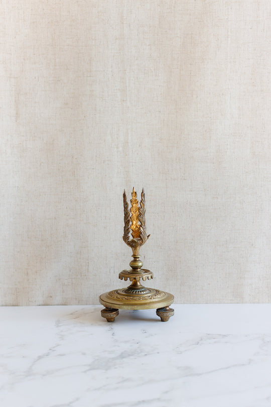 antique french empire revival bronze candlestick pair