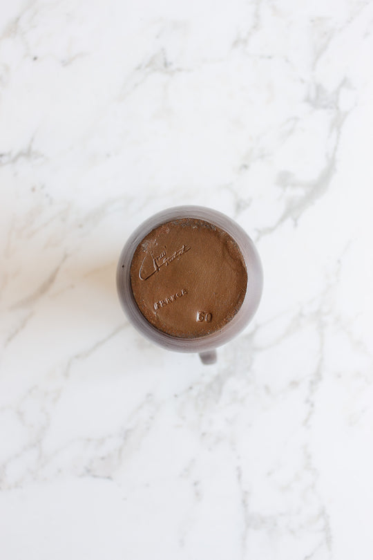 vintage French artist signed studio pottery vase, no. 60