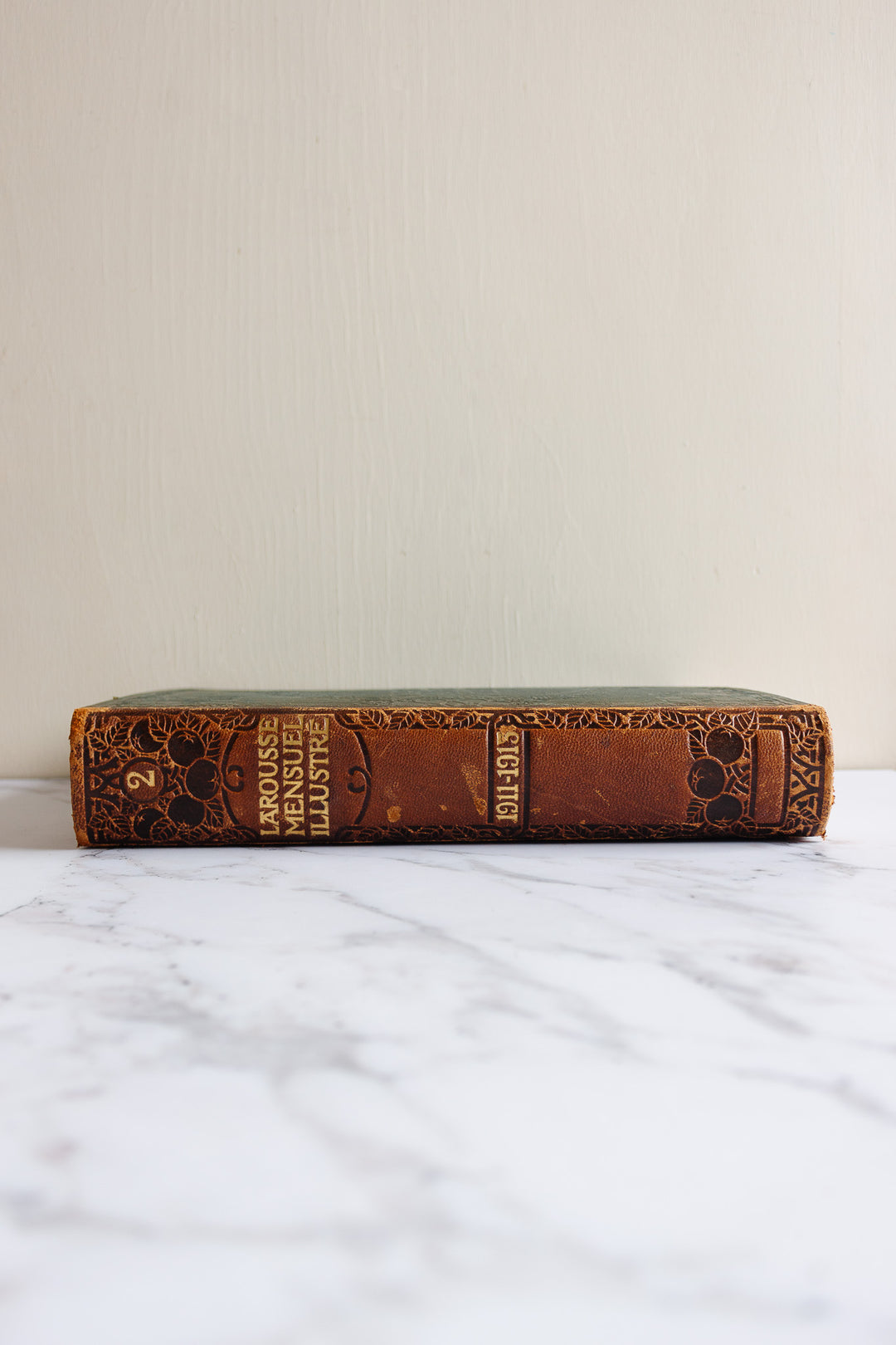 antique french nouveau larousse illustré leather bound book