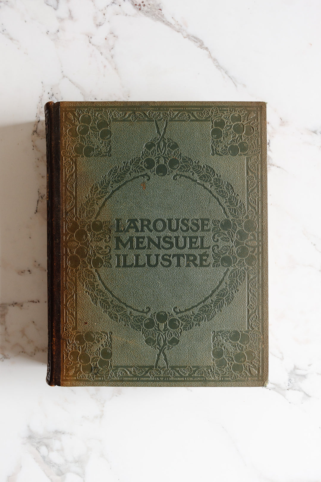 antique french nouveau larousse illustré leather bound book