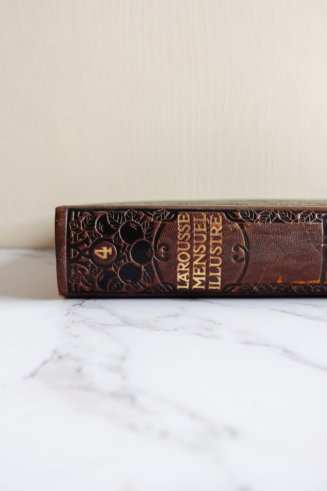 antique french nouveau larousse illustré leather bound book