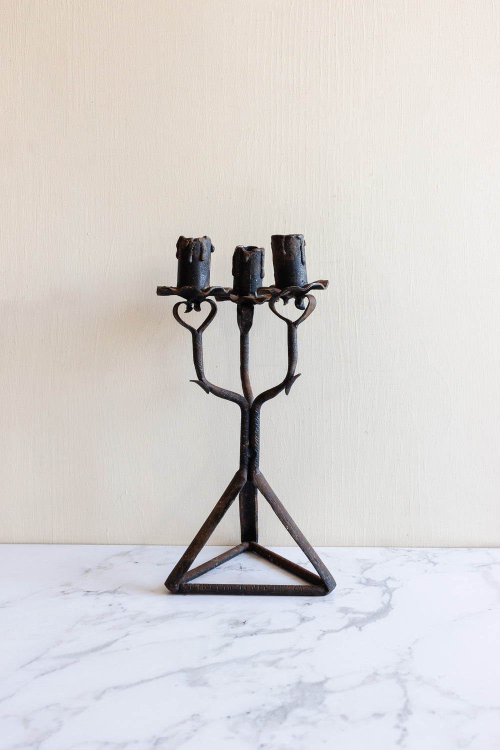 1940s French gothic wrought iron candelabra