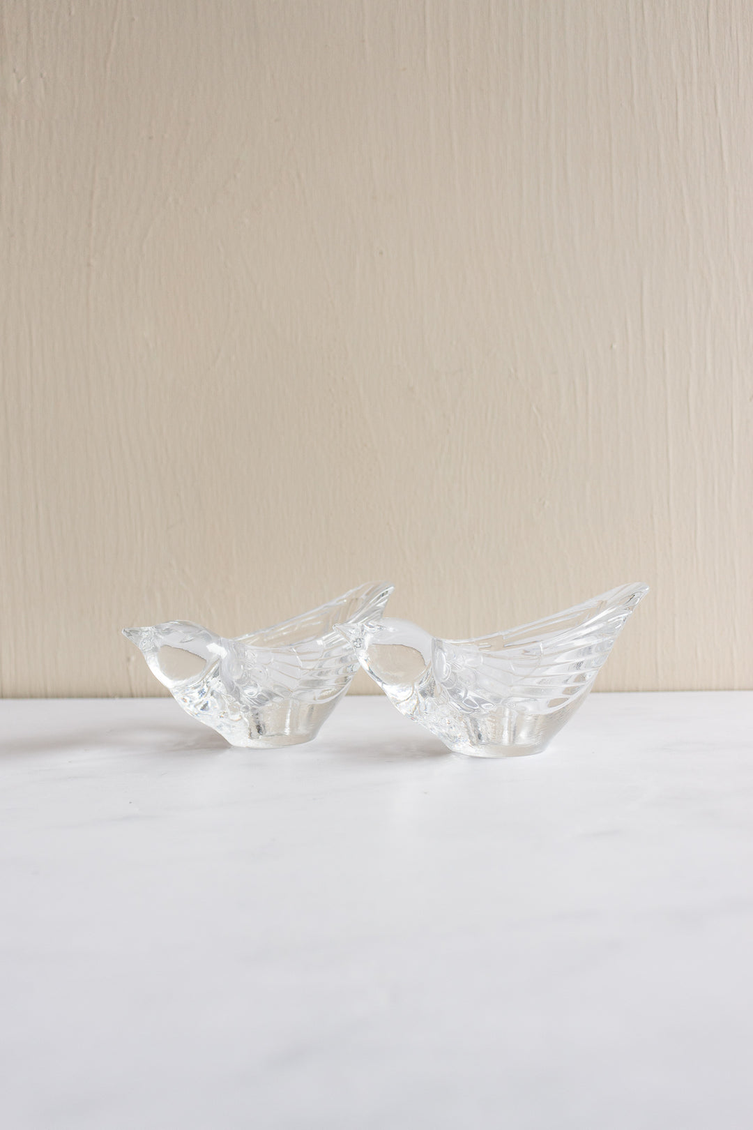 set of vintage French crystal bird candle holders