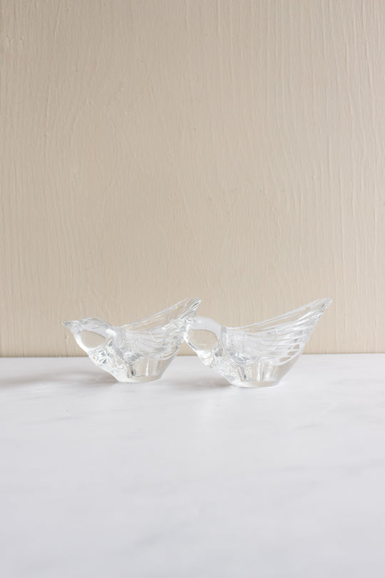 set of vintage French crystal bird candle holders