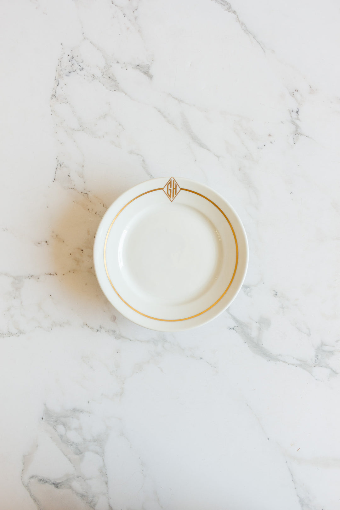 antique french "petit" monogrammed GH cake plate by charlions & cie