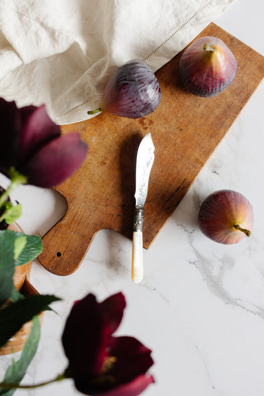 antique french silverplate and mother of pearl butter knife