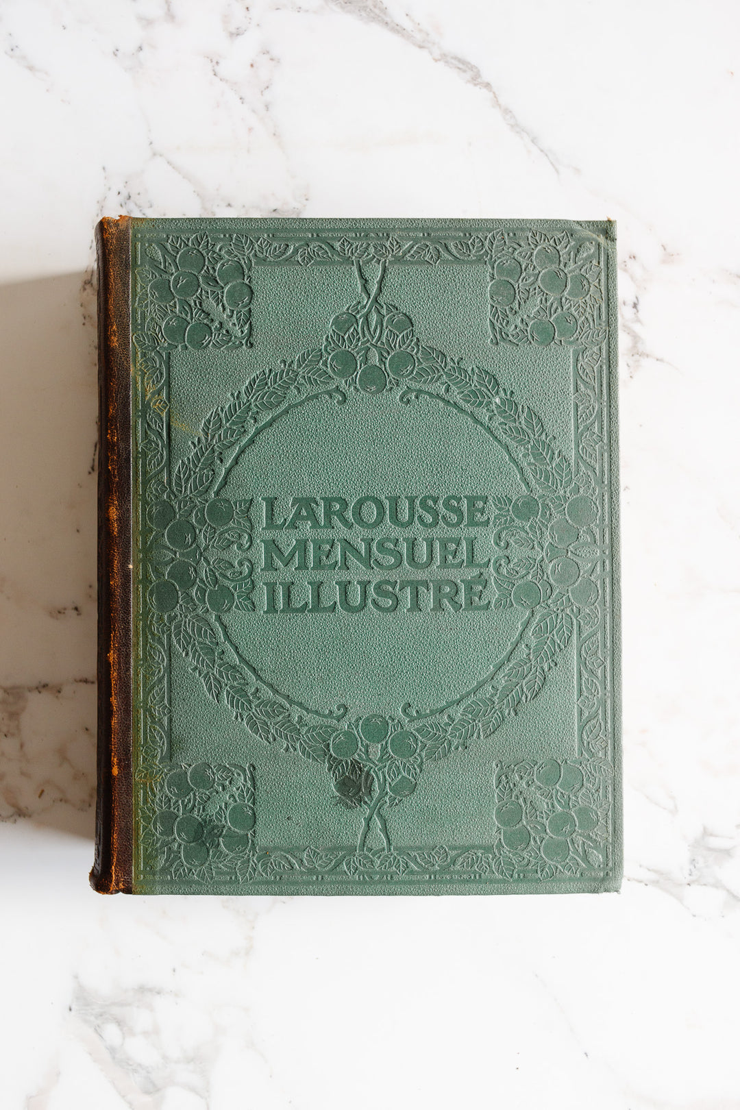 antique french nouveau larousse illustré leather bound book