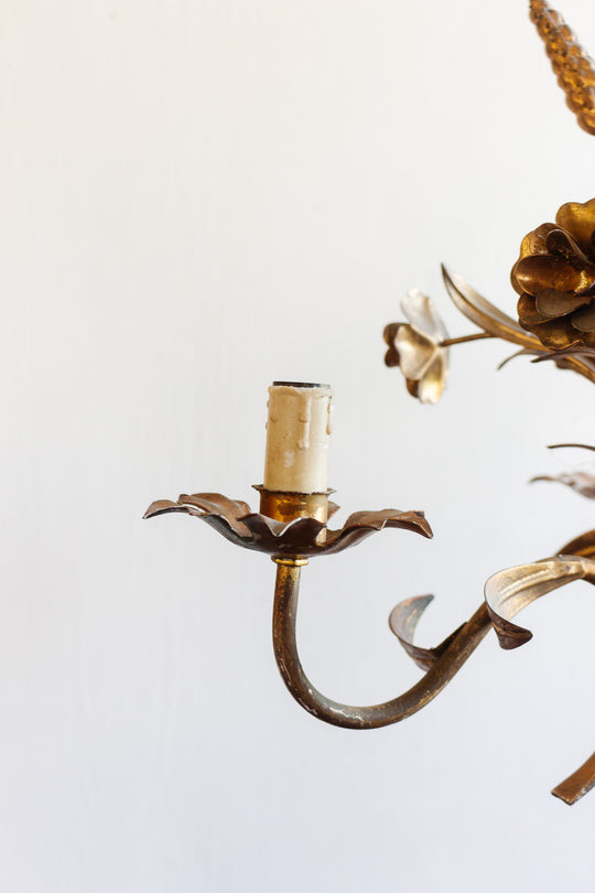 1970s french golden wheatsheaf chandelier
