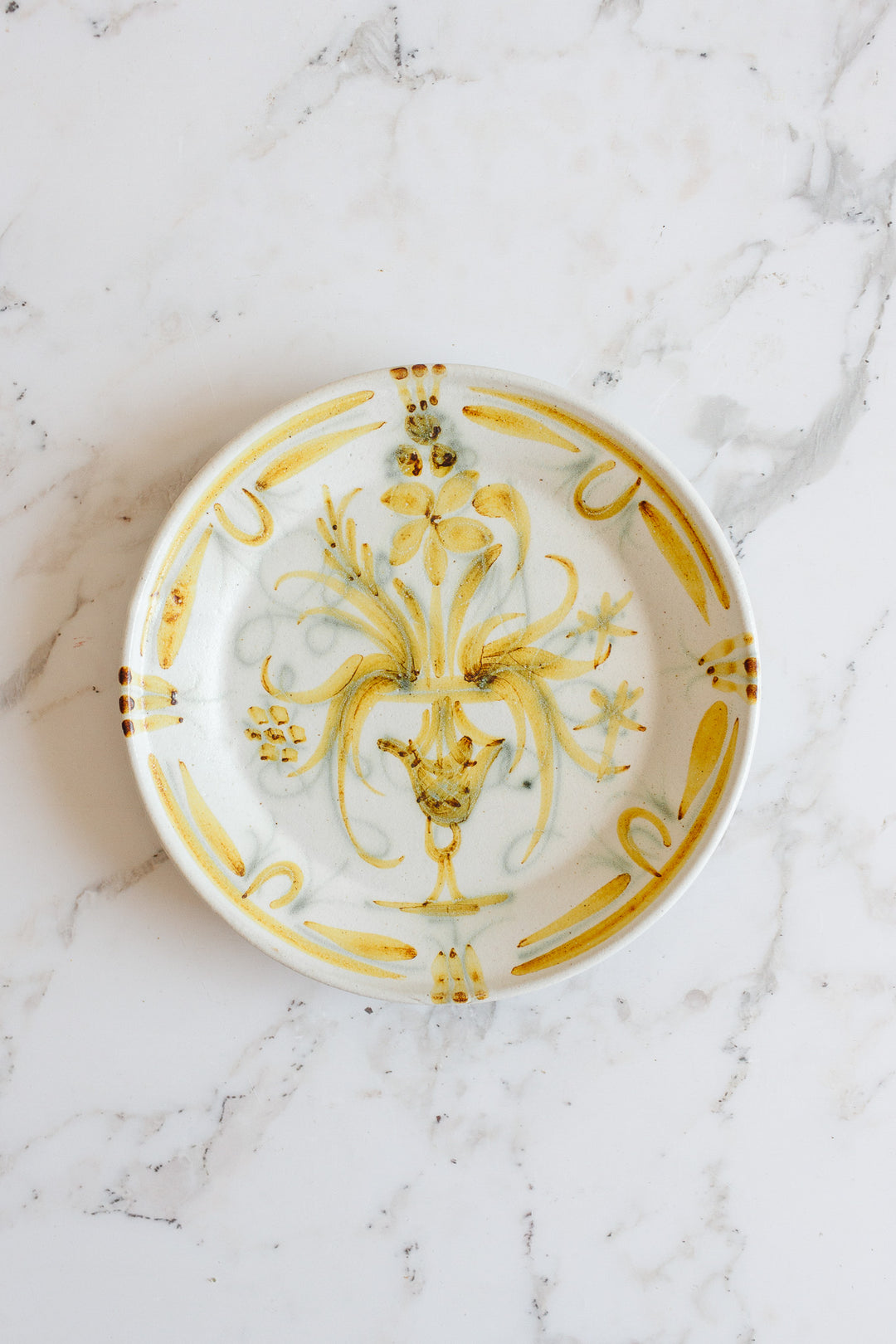 midcentury french keraluc quimper hand painted plates, set of 3