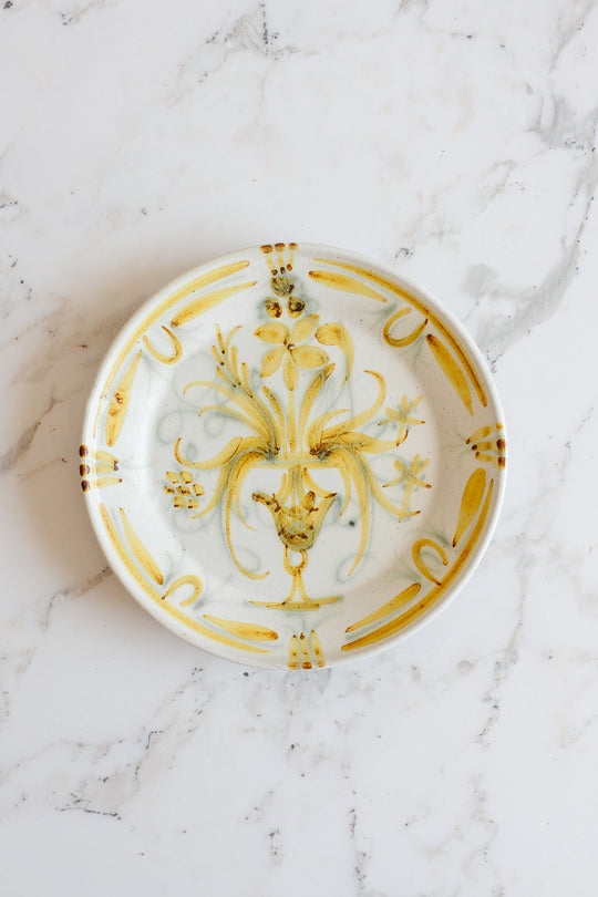 midcentury french keraluc quimper hand painted plates, set of 3