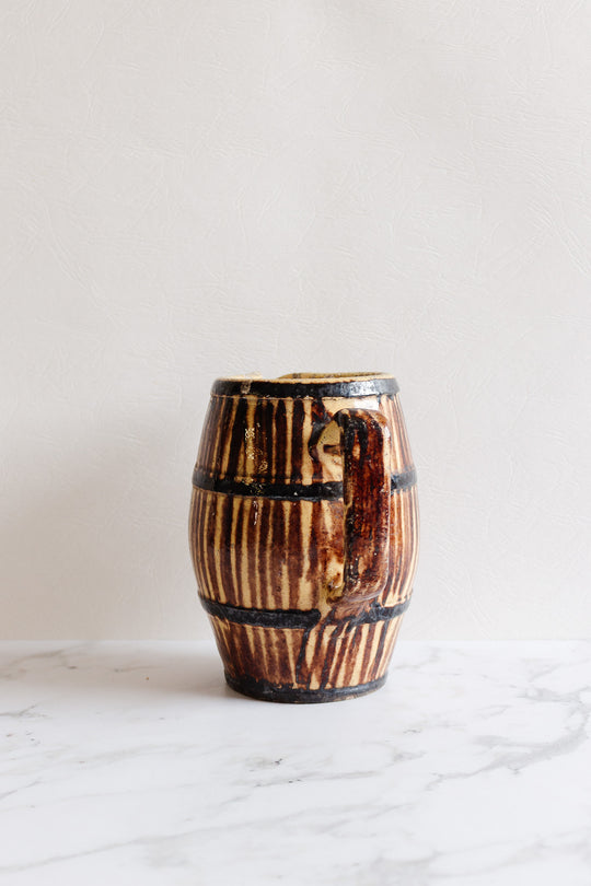 vintage french stoneware striped pitcher