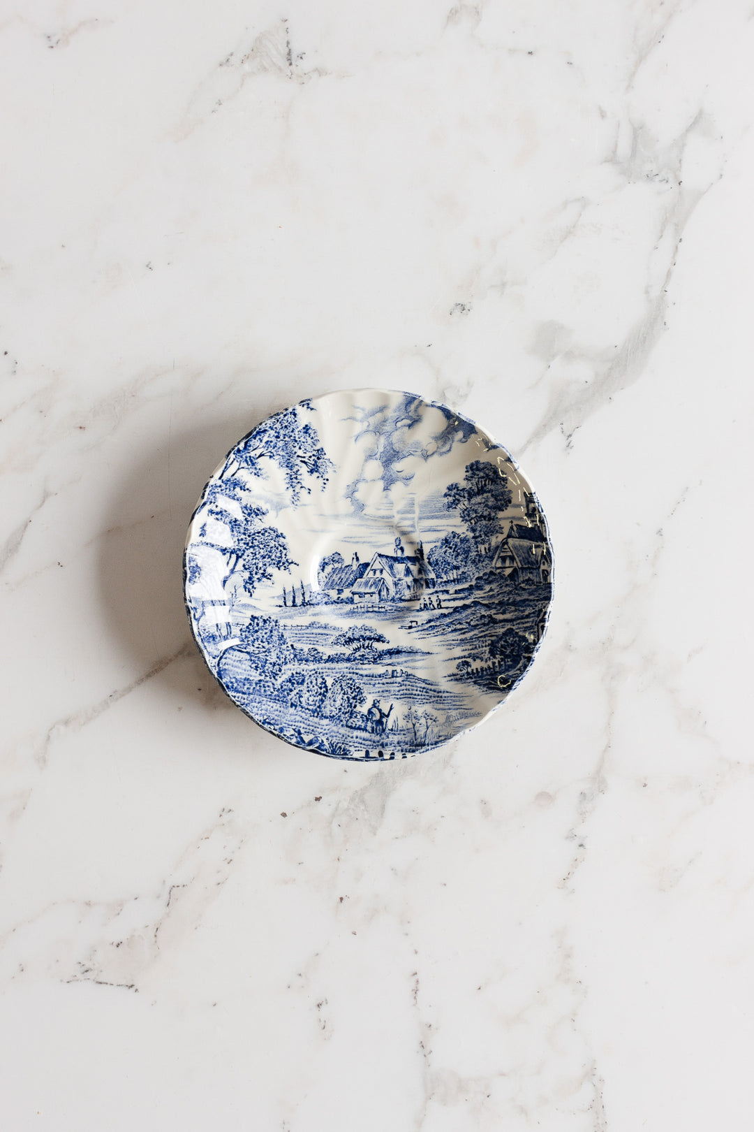 ridgeway "meadowsweet" blue and white teacups, set of 4