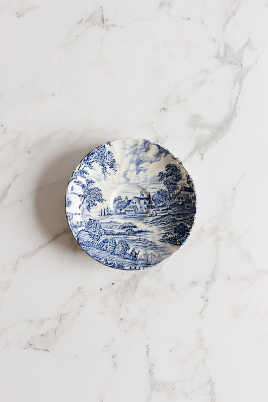 ridgeway "meadowsweet" blue and white teacups, set of 4