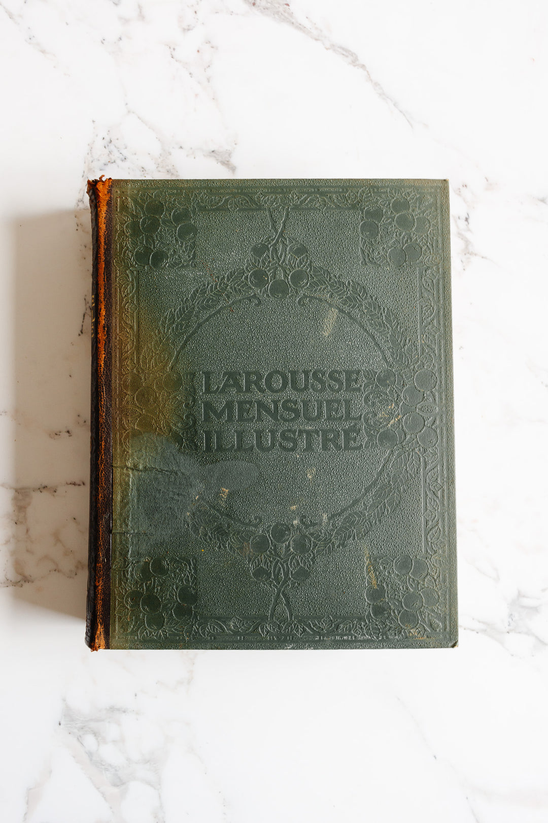 antique french nouveau larousse illustré leather bound book