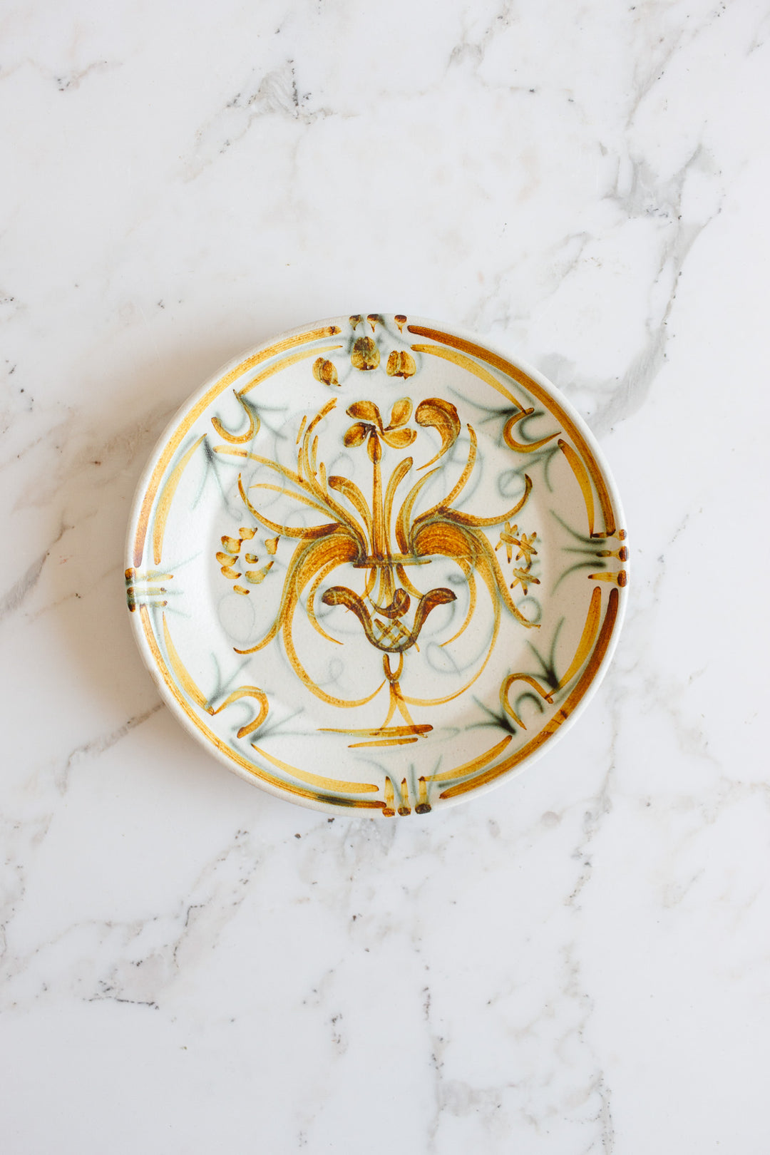 midcentury french keraluc quimper hand painted plates, set of 3
