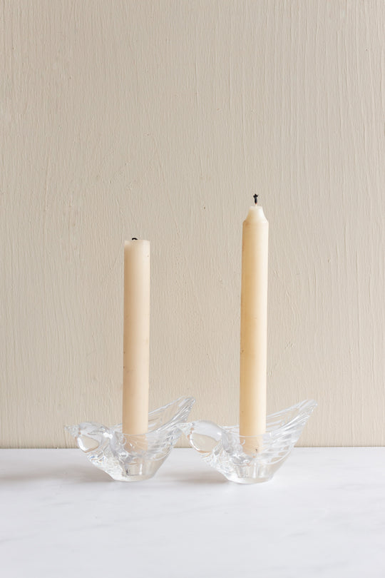 set of vintage French crystal bird candle holders