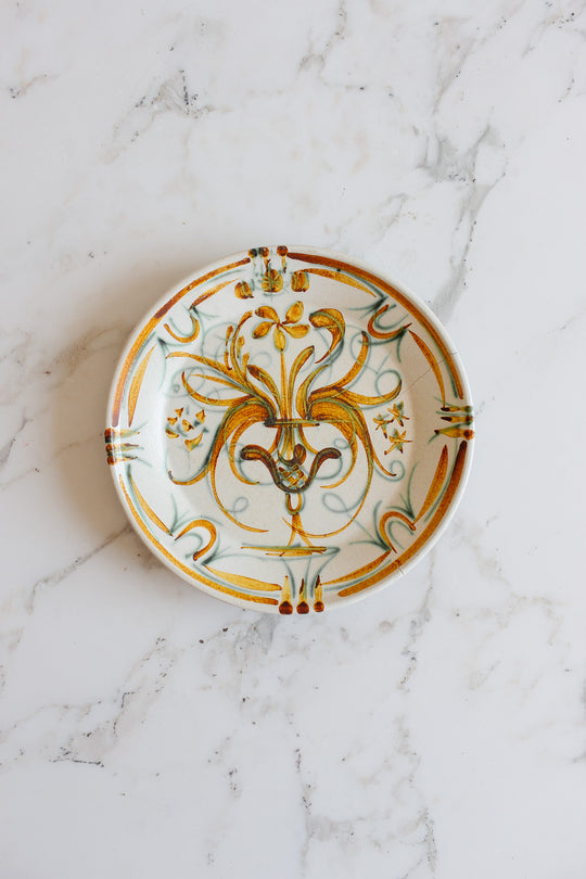midcentury french keraluc quimper hand painted plates, set of 3