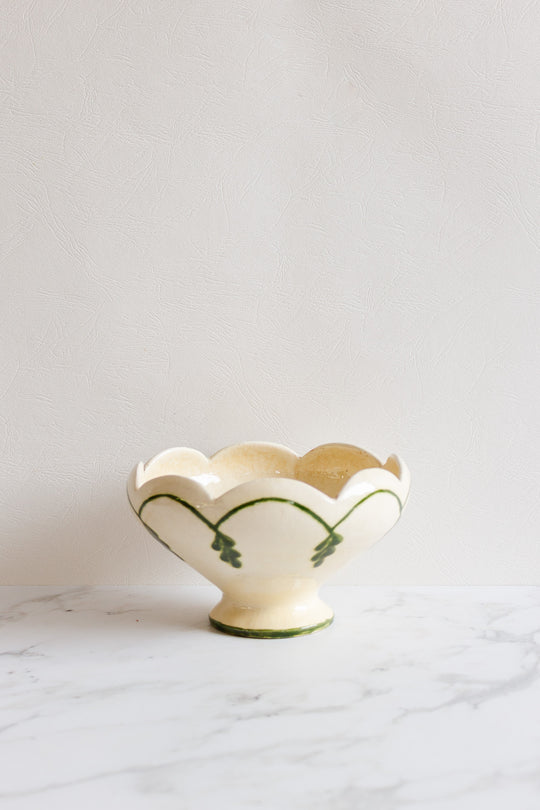 vintage italian scallopped pedestal bowl