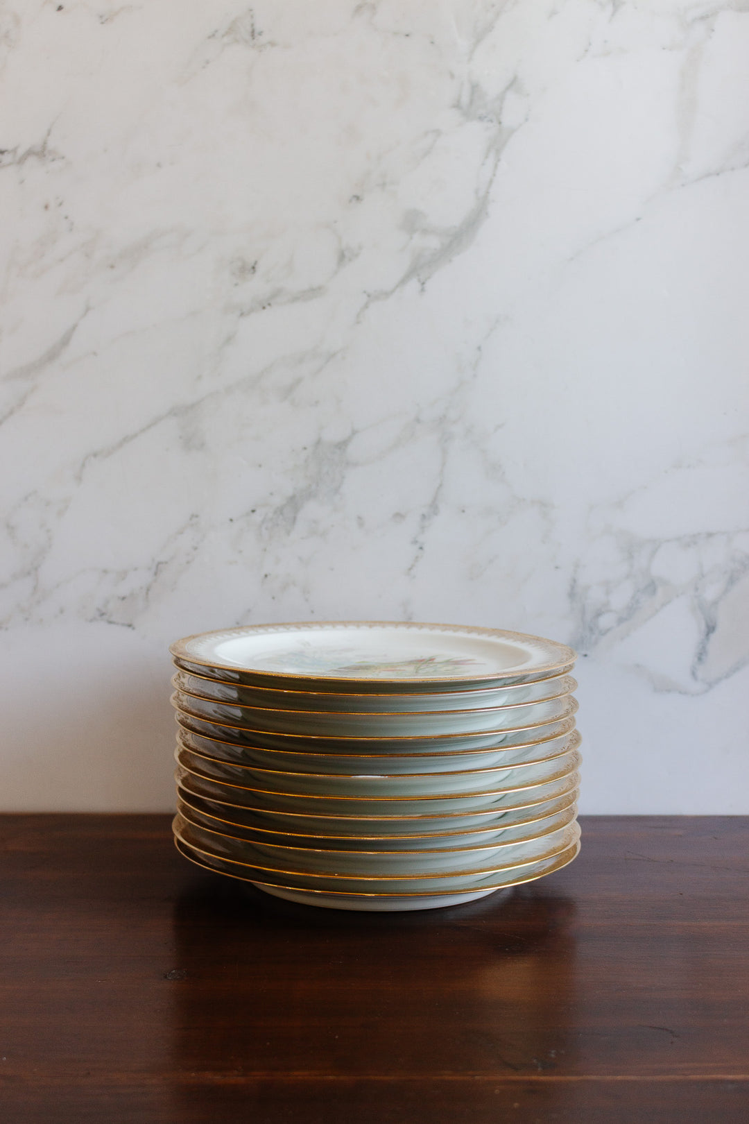 set of 12 midcentury french limoges fish plates