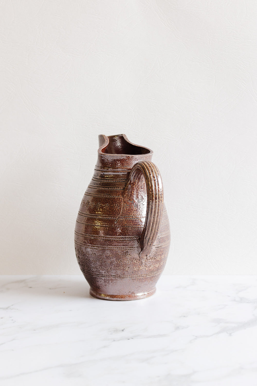 vintage french studio pottery stoneware pitcher