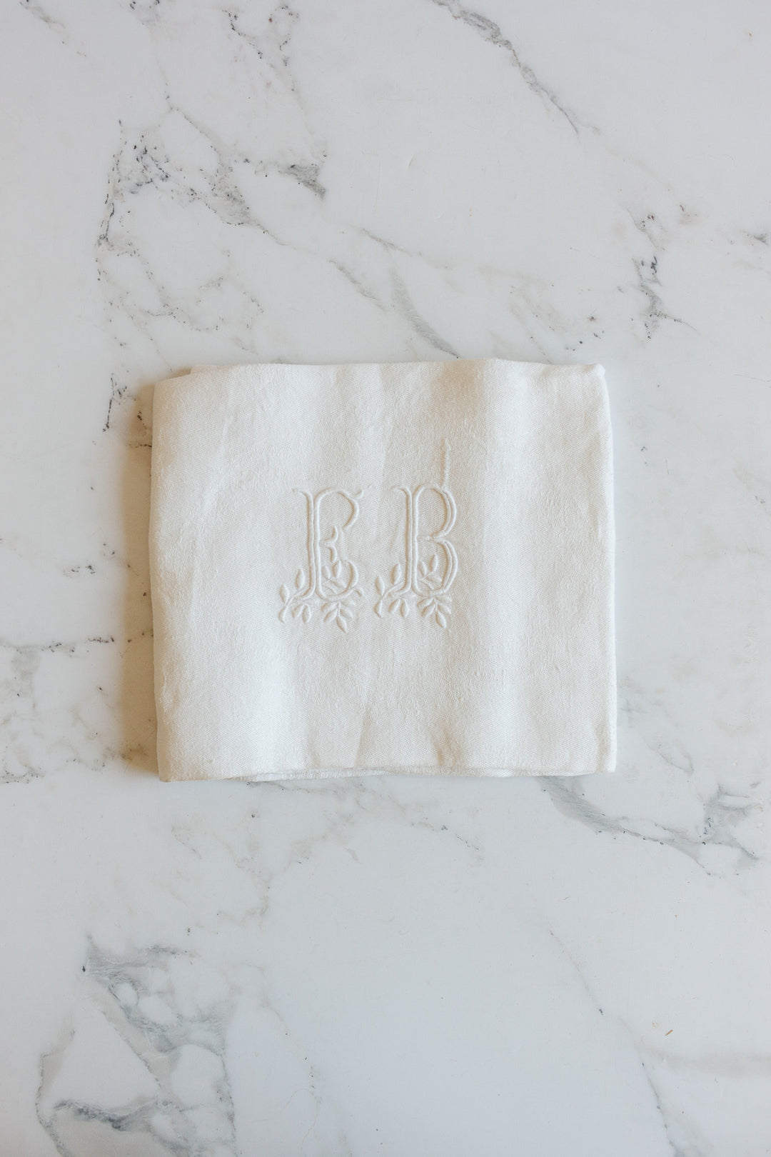 pair of antique french monogrammed "EB" napkins