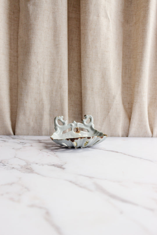 antique french enamel cast iron soap dish