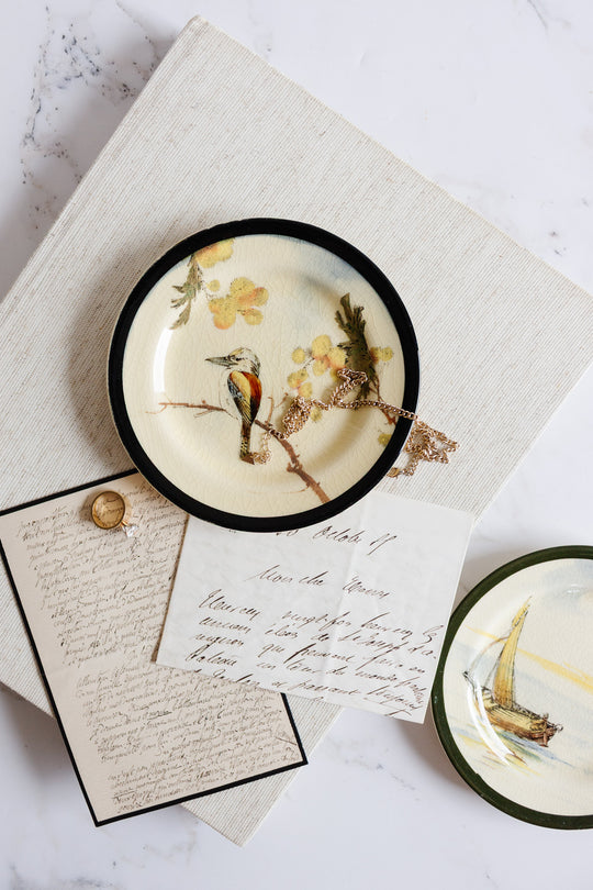 1930s royal doulton hand painted plates, set of 2