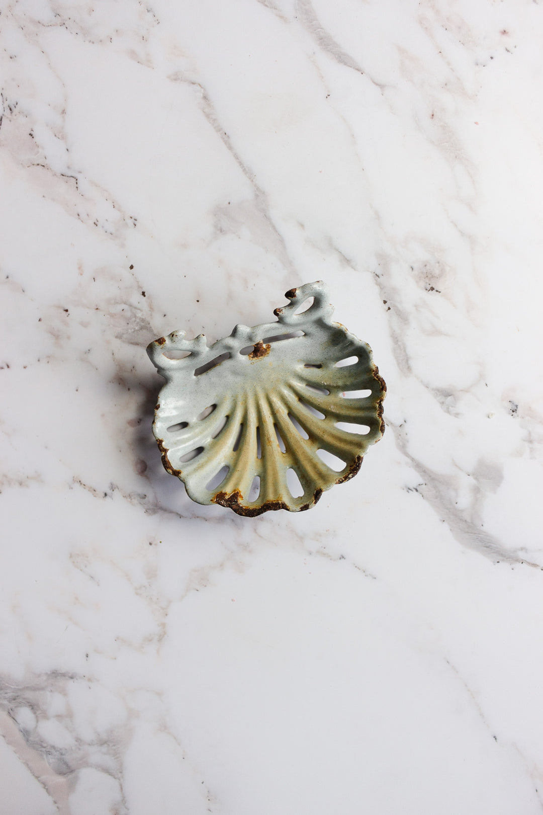 antique french enamel cast iron soap dish