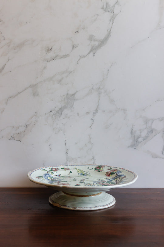 19th century gien cake plate with original staple repair