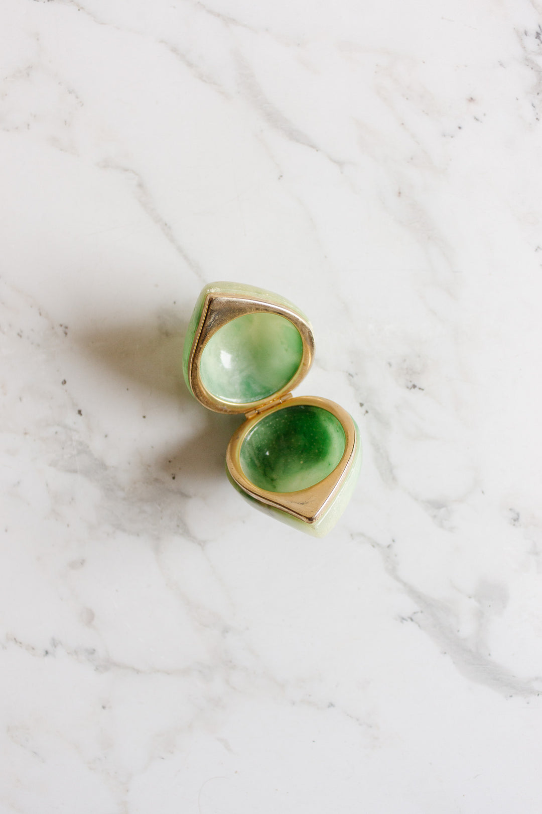 vintage french onyx green teardrop jewelry box