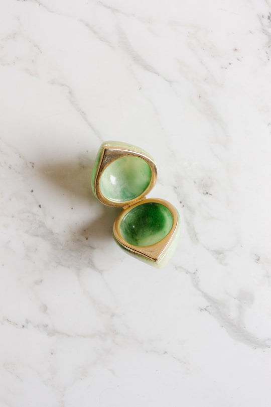 vintage french onyx green teardrop jewelry box