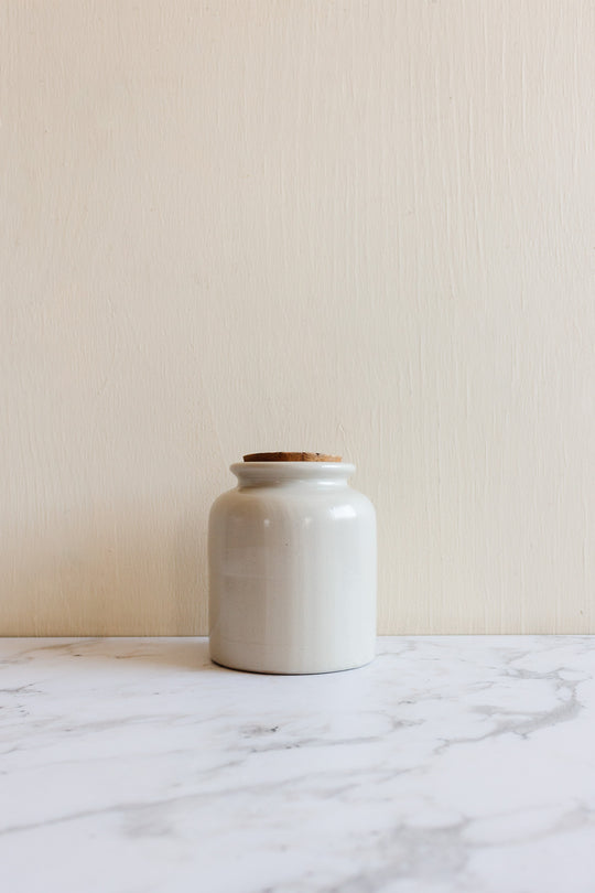 vintage French mustard jar with cork
