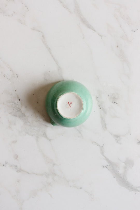 petite antique french glazed earthenware mortar