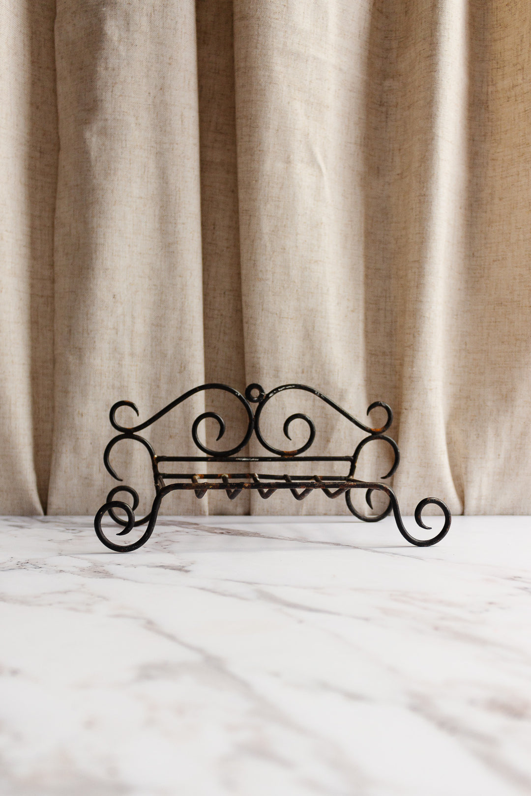 rare 1940s French extra large wrought iron soap holder