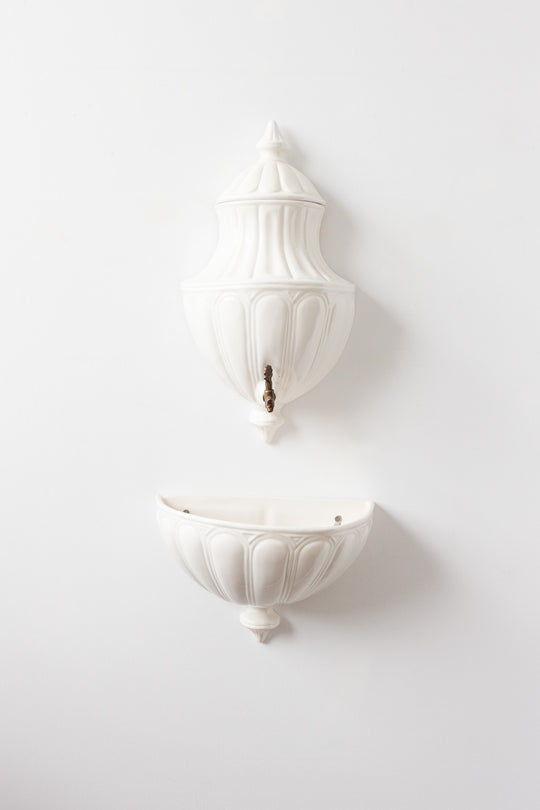 vintage italian wall mounted porcelain fountain