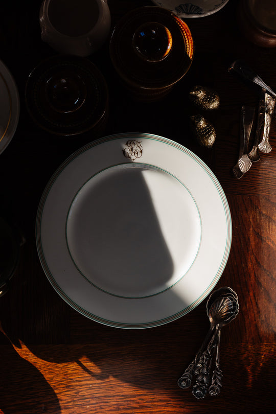 19th century Pillivuyt monogrammed dinner plates, set of 6
