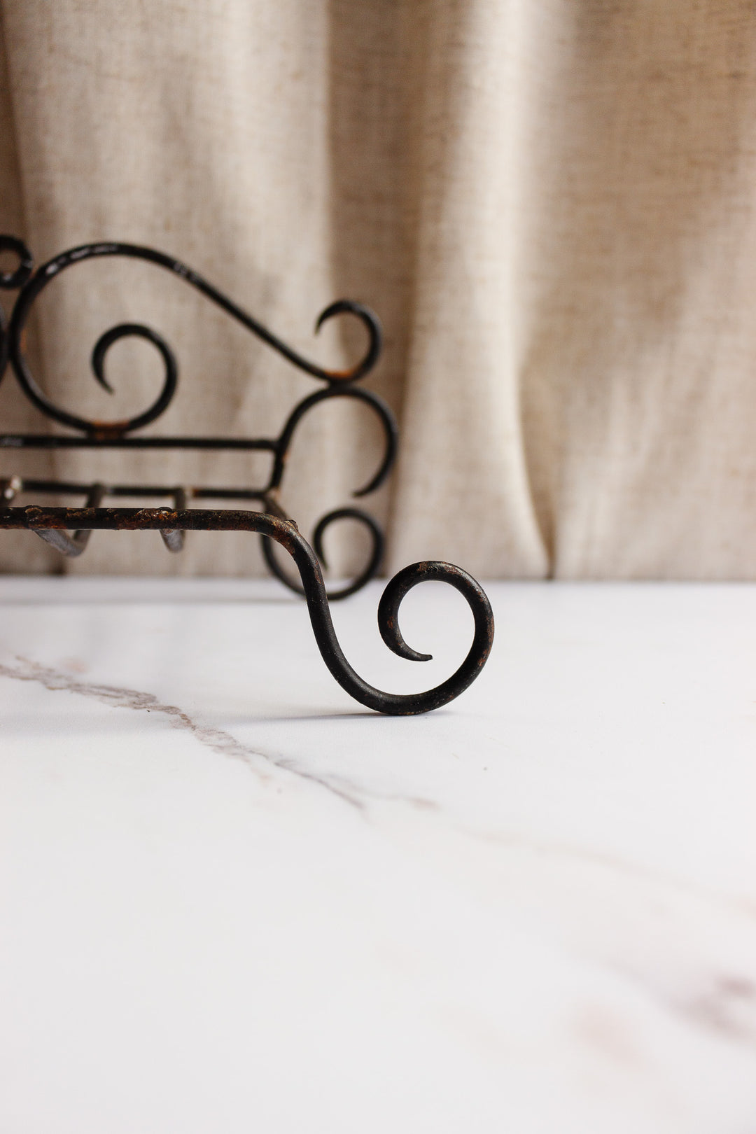 rare 1940s French extra large wrought iron soap holder