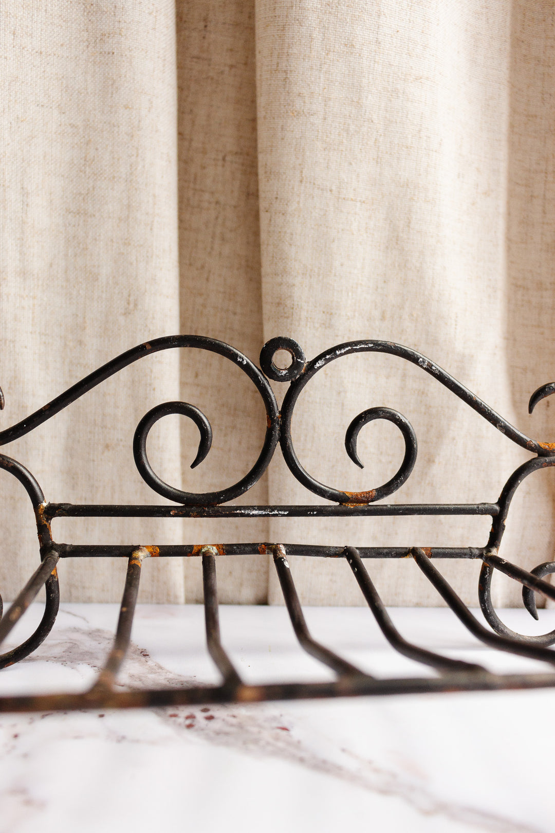 rare 1940s French extra large wrought iron soap holder